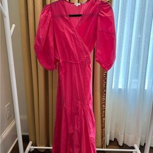 RHODE Pink Puff Sleeve wrap dress